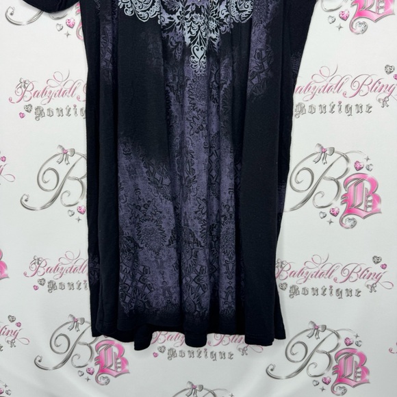 Vanilla sugar T-shirt crystal bling rhinestone diamonds paisley print boho biker - Picture 4 of 10